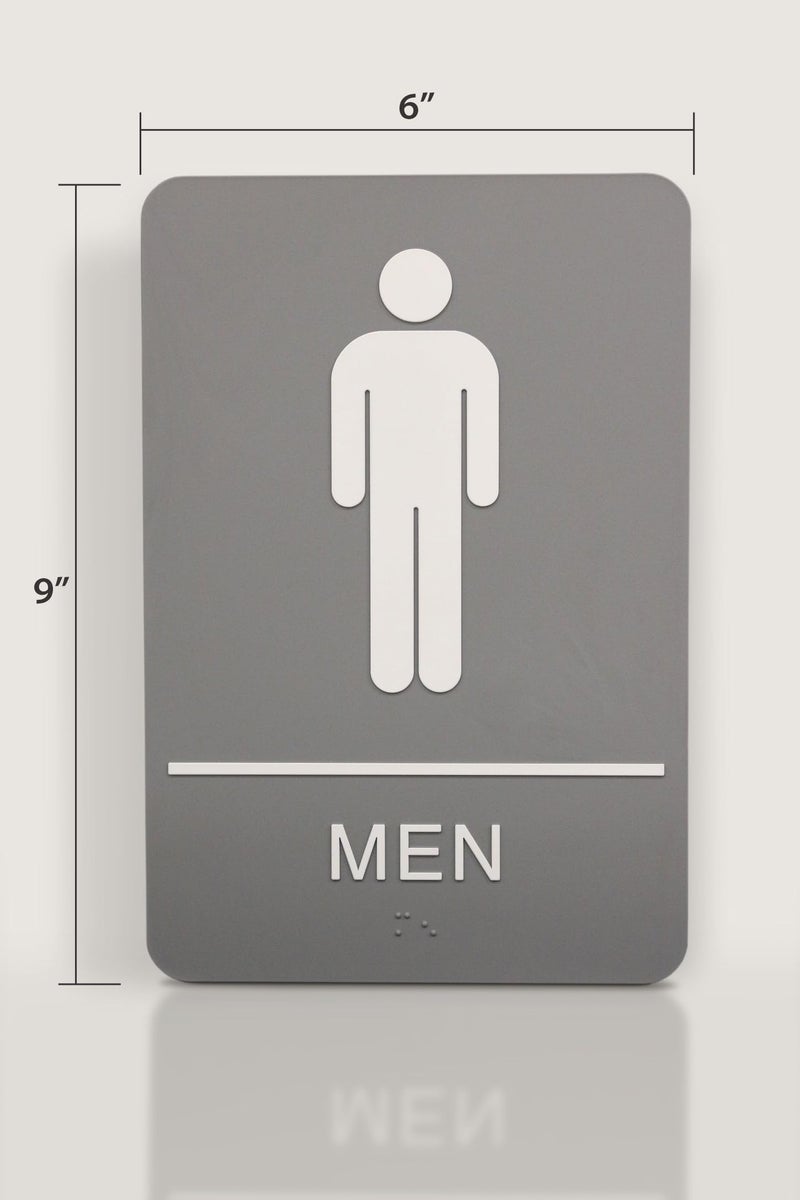 Headline Sign 5216 Men's Restroom ADA Sign with Grade 2 Braille and Tactile Graphics, 6" x 9", Gray/White, Made in USA - Image 4
